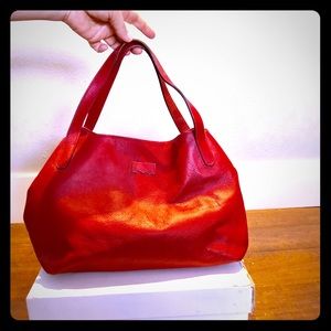 Maxmara vintage red leather tote, handbag